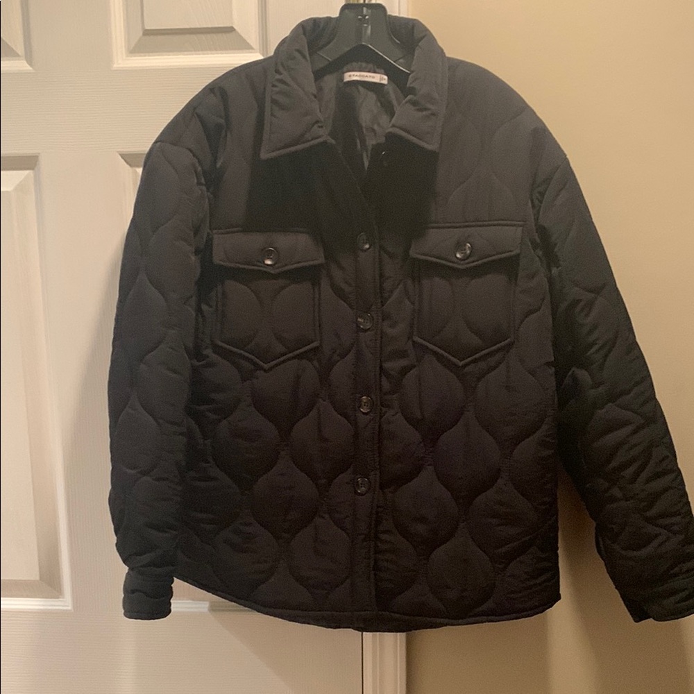 Staccato Black Puffer Jacket with Quilted Design
